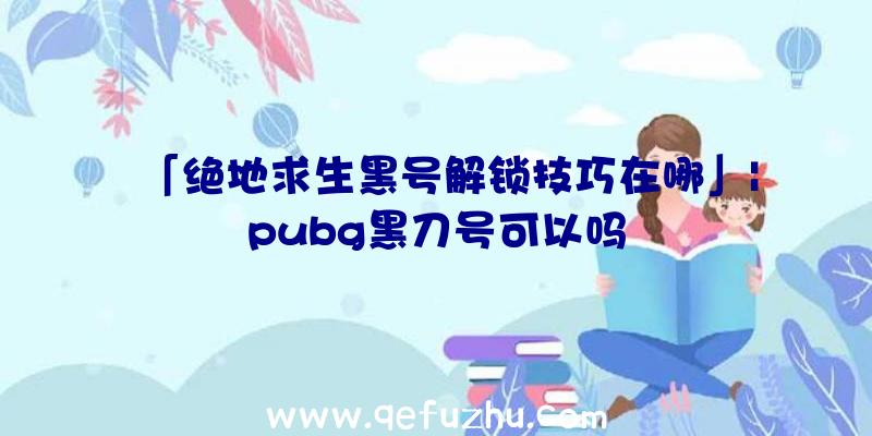 「绝地求生黑号解锁技巧在哪」|pubg黑刀号可以吗